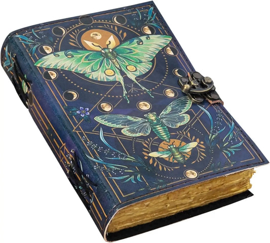 Leather Journal Vintage Notebook With Butterfly Print