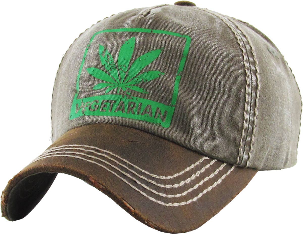 MARIJUANA LEAF VEGETERIAN VINTAGE BALLCAP