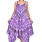 V Neck Fairytale Tie Dye Dress with Embroidered Neck and Fringes