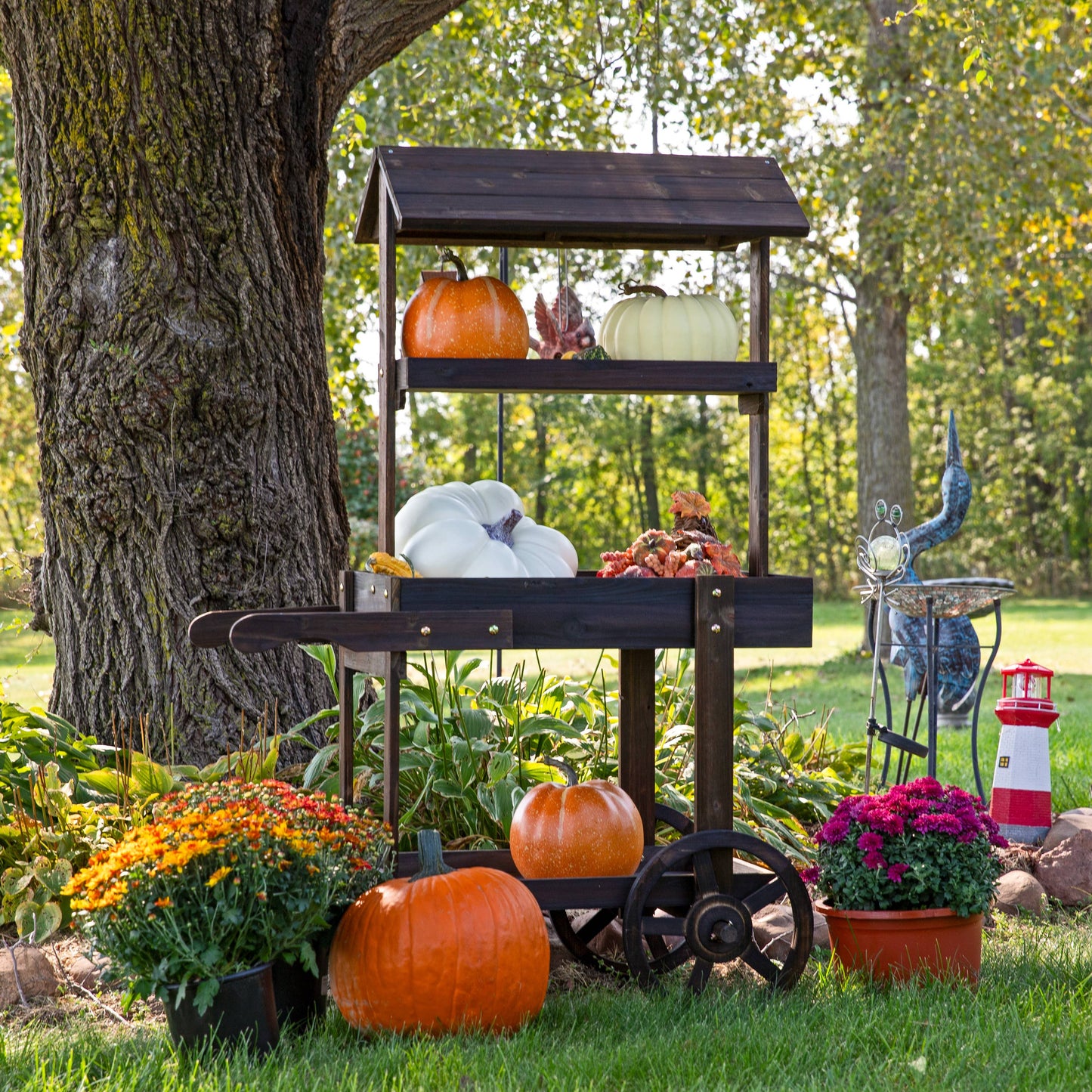 Country Market Flower Stand Raised Garden Bed - Charred Fir