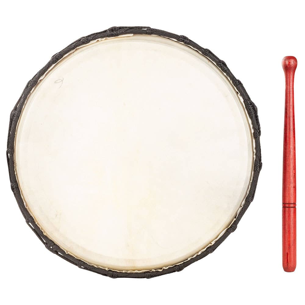 Large Ceremonial Drum With Drumstick