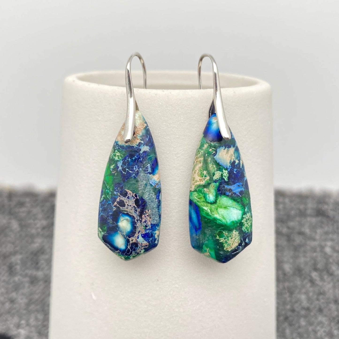 Colored Emperor Stone Geometric Agate Chakra Earrings Copper Nickel Free Lead Free Stylish Dainty Jewelry Gift For Her