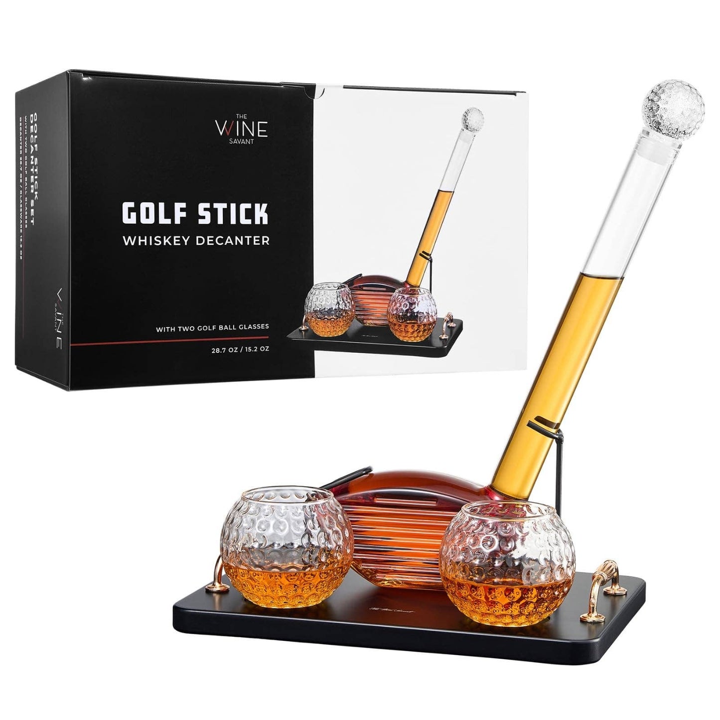 Golf Club Whiskey Decanter And Glass Set 29 OZ By The Wine Savant Khen Glassware
