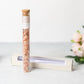 NEW BATH SALTS IN A 8'' GLASS TUBE-bath soak, bath salts -432