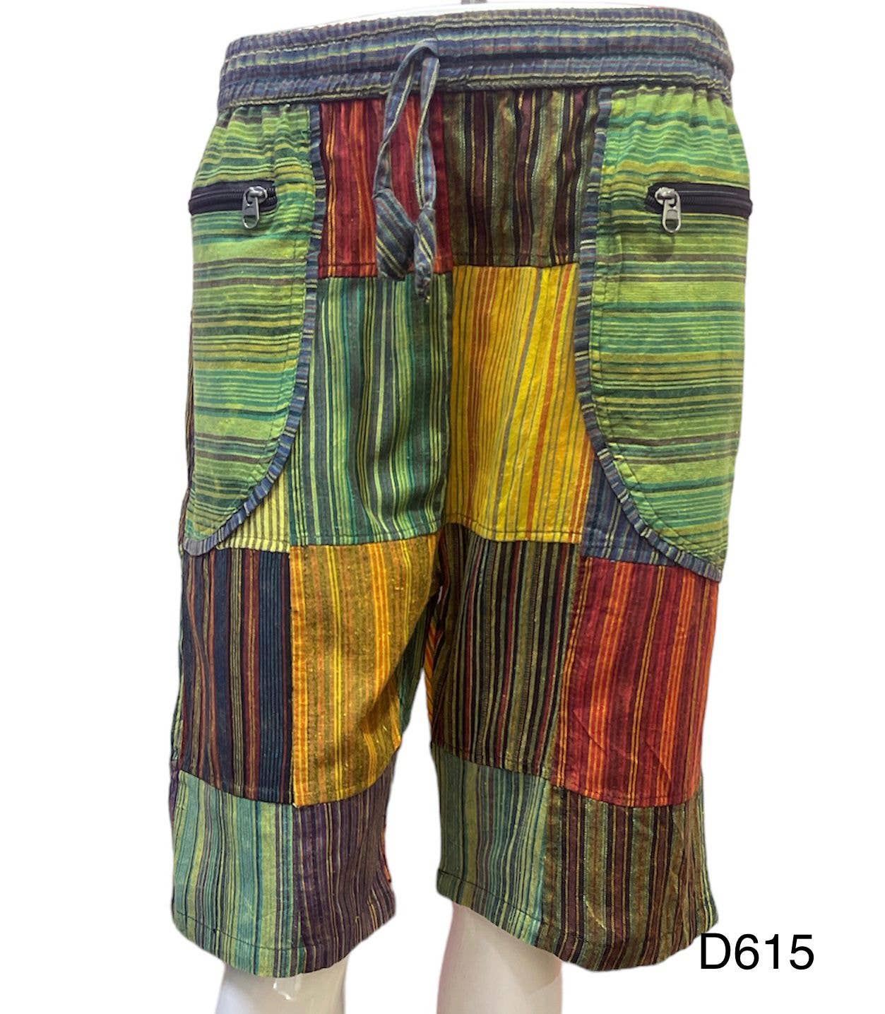 Cotton Multi Patch Cut Zip Pocket Short D615