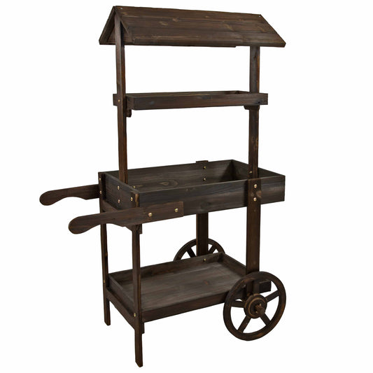 Country Market Flower Stand Raised Garden Bed - Charred Fir