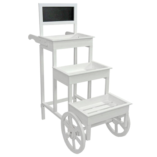 White 3-Tier Fir Wood Plant Stand with Chalkboard