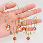 Mushroom Charm Tassel Large Ring Hoop Earrings Gold Tone Metal Acrylic Nickel Free Lead Free Gift for Her Mio Queena