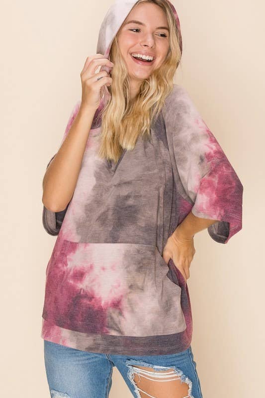Short Sleeve Tie-Dye, Lightweight Hoodie