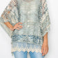 Ornate Crochet Poncho Top With Geometric Embroidered Details