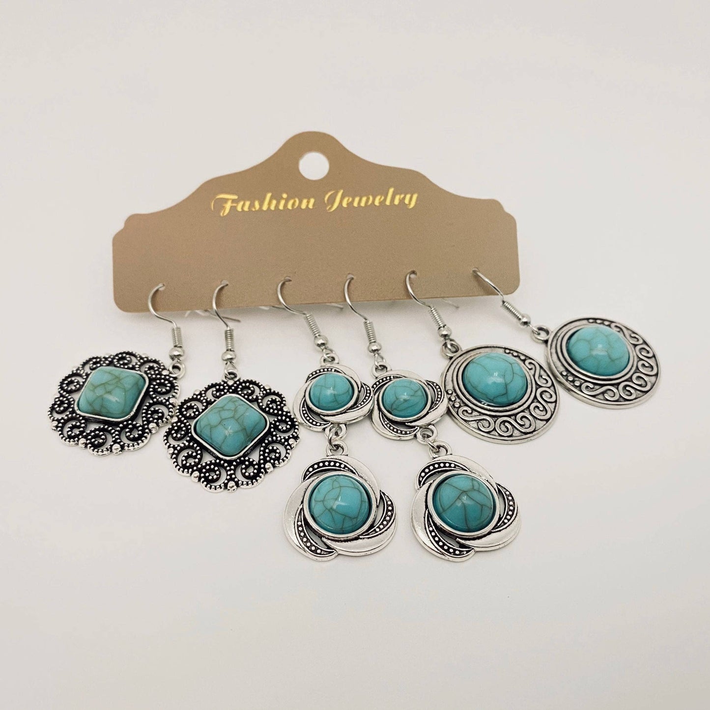 Three Pairs Set Boho Earrings In Different Styles