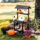 Country Market Flower Stand Raised Garden Bed - Charred Fir