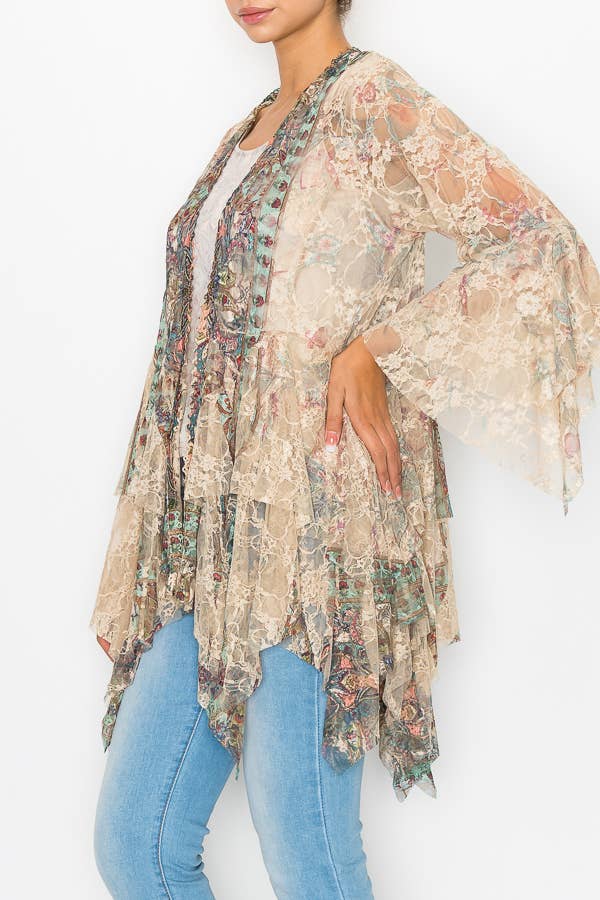 Classic All Lace Cardigan with Tiered Layers