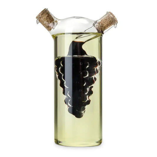 Napa Hand-Blown Glass 2-in-1 Oil & Vinegar Cruet w/ Corks -