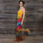 Hand Tie Dyed In Bright Colors Fringe Pants- JD23S-3