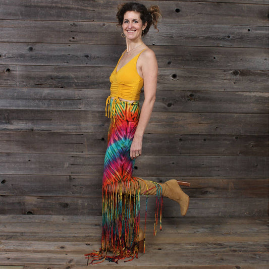 Hand Tie Dyed In Bright Colors Fringe Pants- JD23S-3