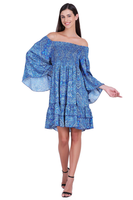 Digital Print Off Shoulder Dress