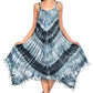 V Neck Fairytale Tie Dye Dress with Embroidered Neck and Fringes