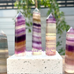 Natural Rainbow Fluorite Obelisk Tower Point Crystal