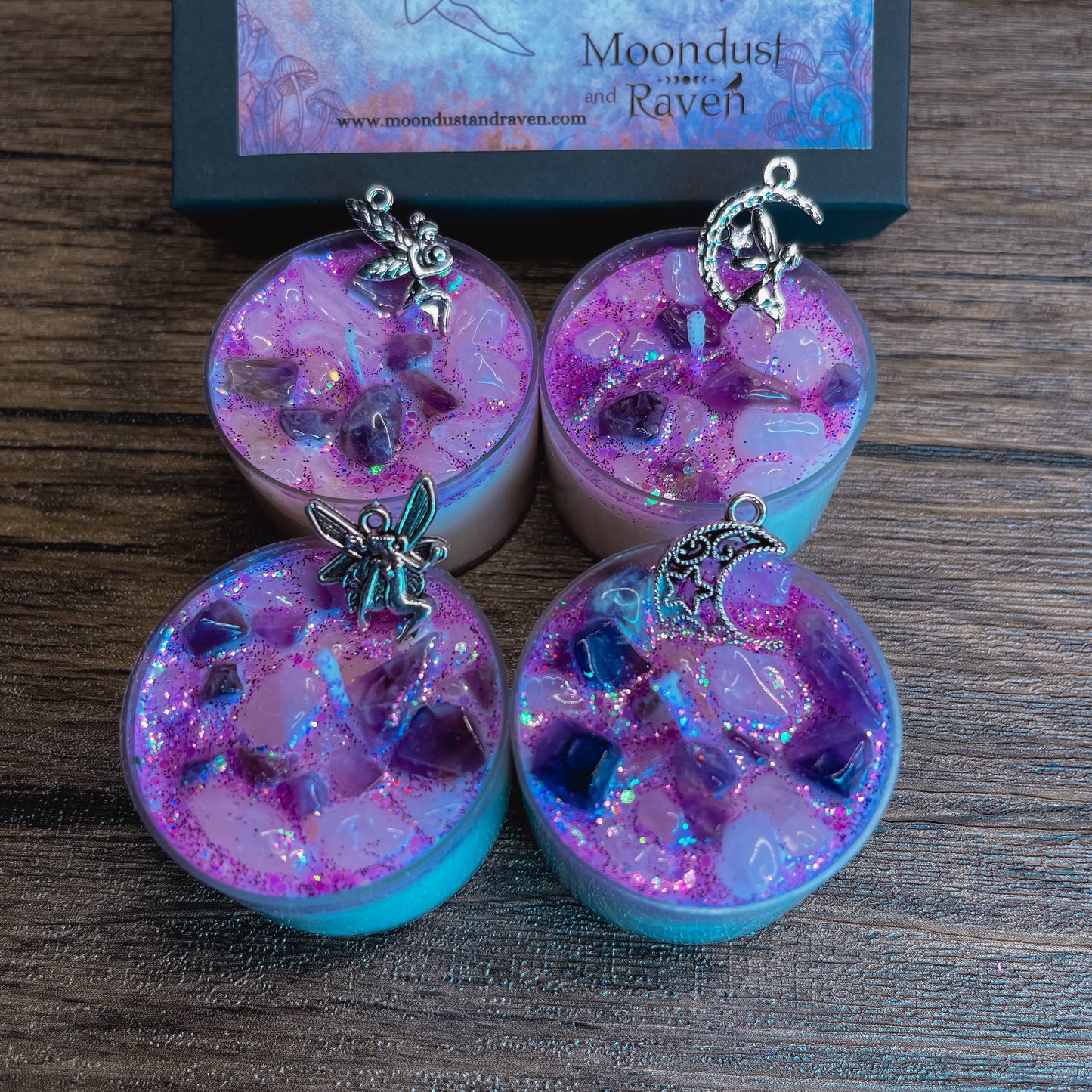 Faerie Dust Tealight Crystal Candles, Ritual Candles