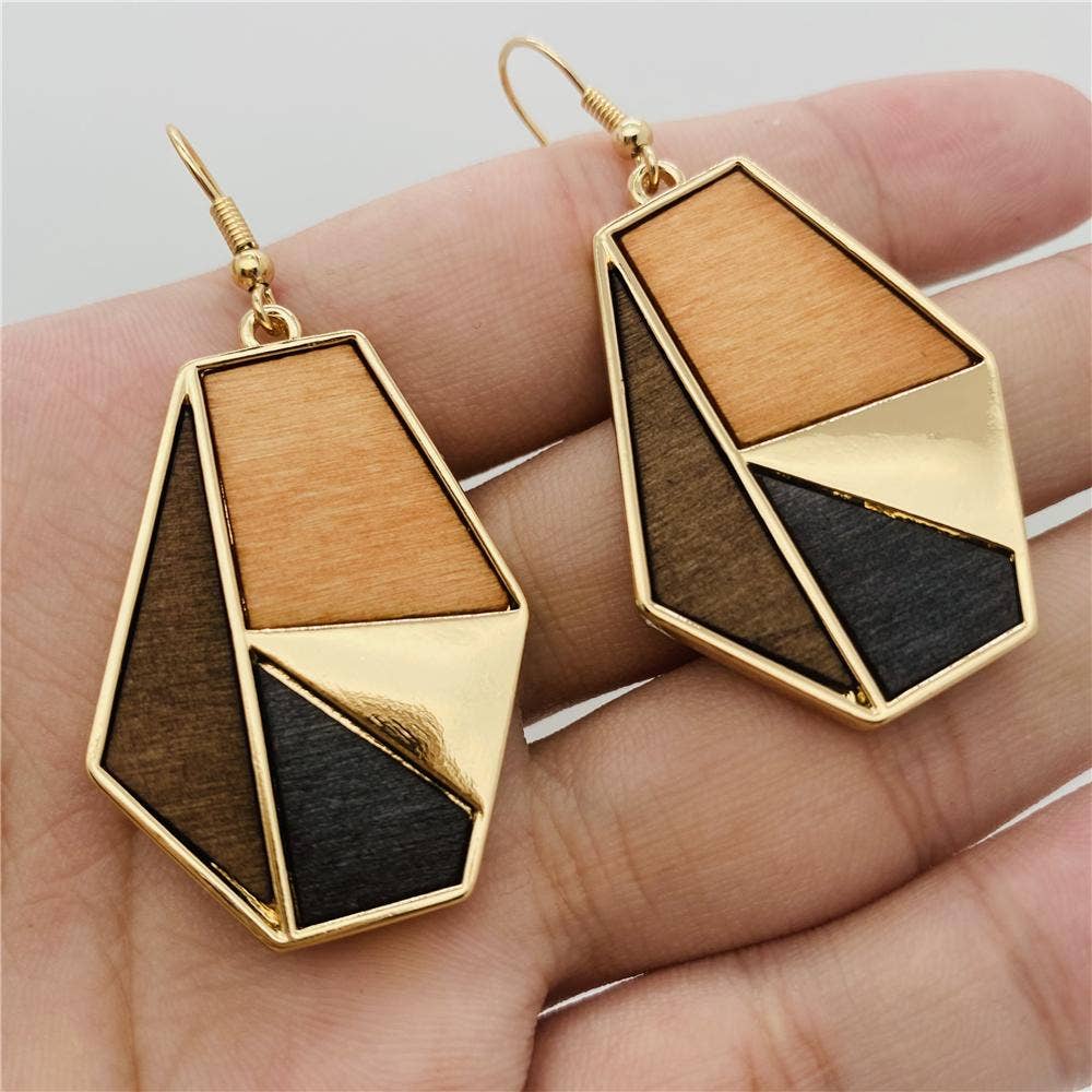 Wood Geometric Earrings