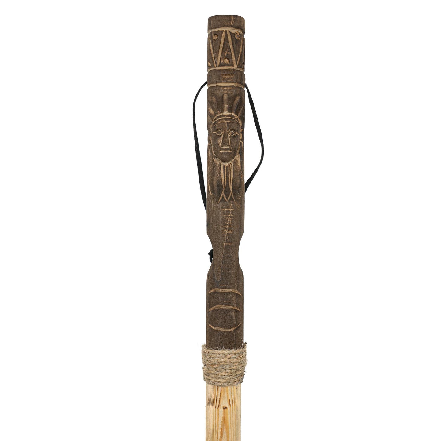 55 Inch Carved Totem Walking Stick With Compass Outdoors