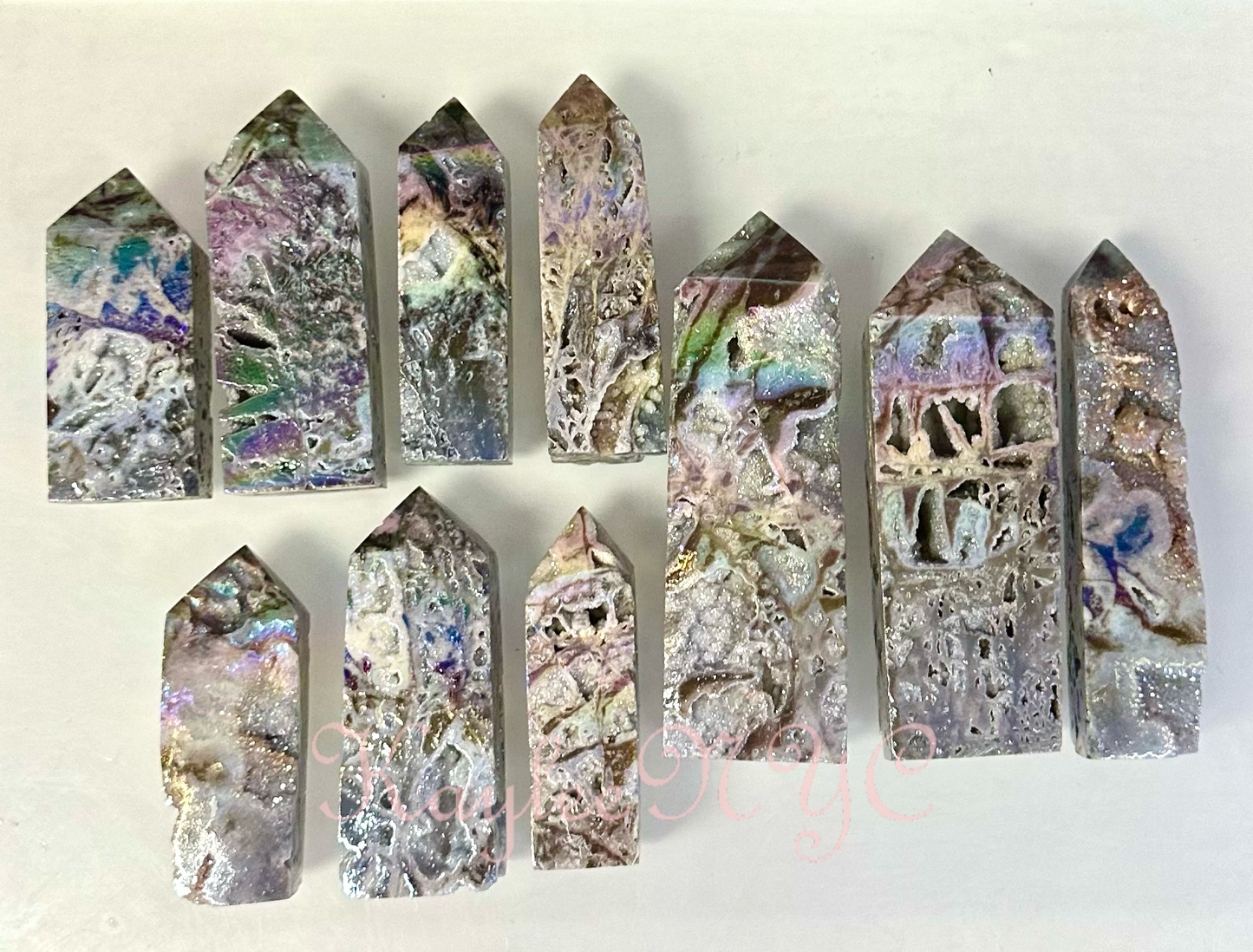 Angel Aura Druzy Sphalerite Obelisk Tower Point