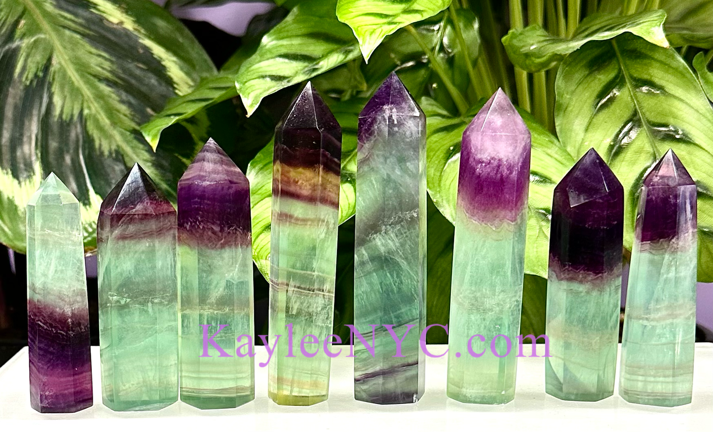 2 Lb Natural Watermelon Fluorite Obelisk Tower Crystal