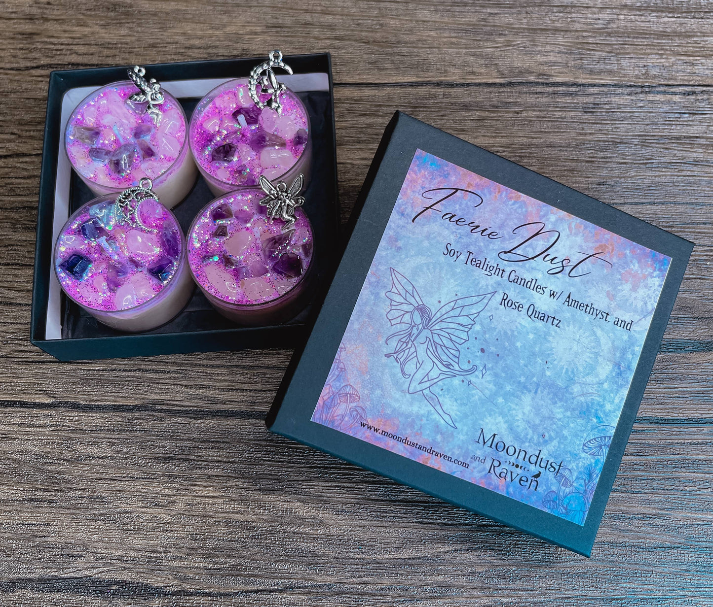 Faerie Dust Tealight Crystal Candles, Ritual Candles