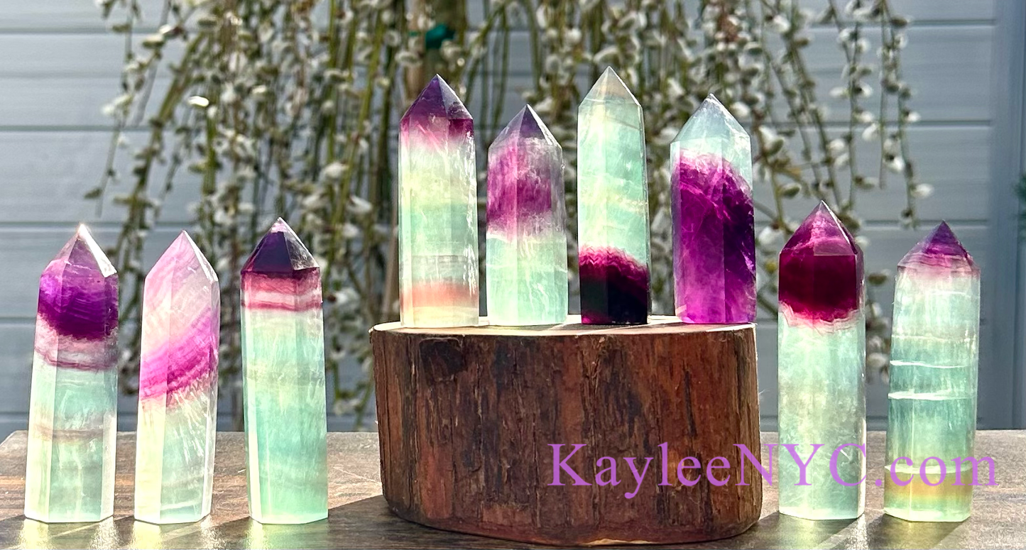 2 Lb Natural Watermelon Fluorite Obelisk Tower Crystal