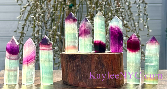 2 Lb Natural Watermelon Fluorite Obelisk Tower Crystal