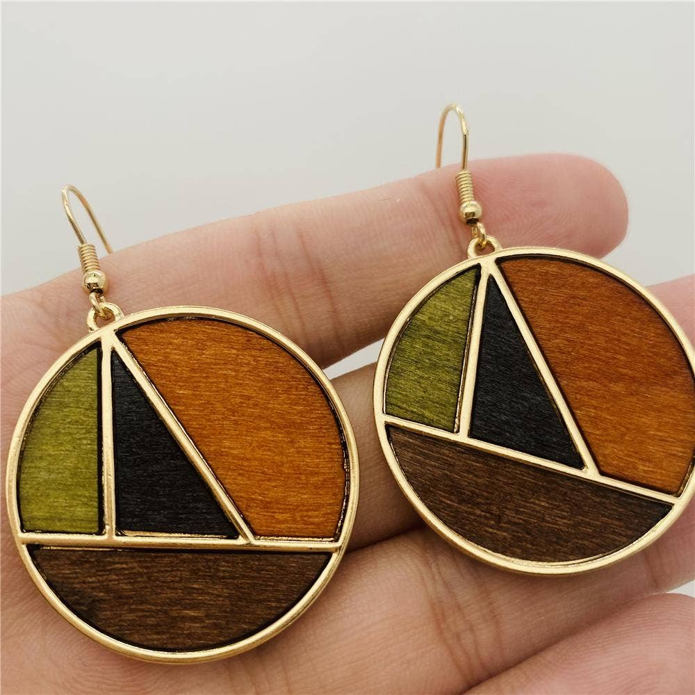 Wood Geometric Earrings