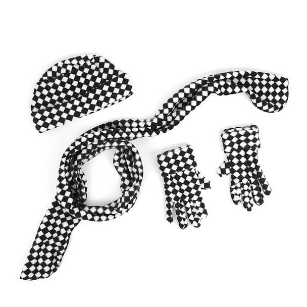 Women's Fleece Black & White Checkered Winter Set