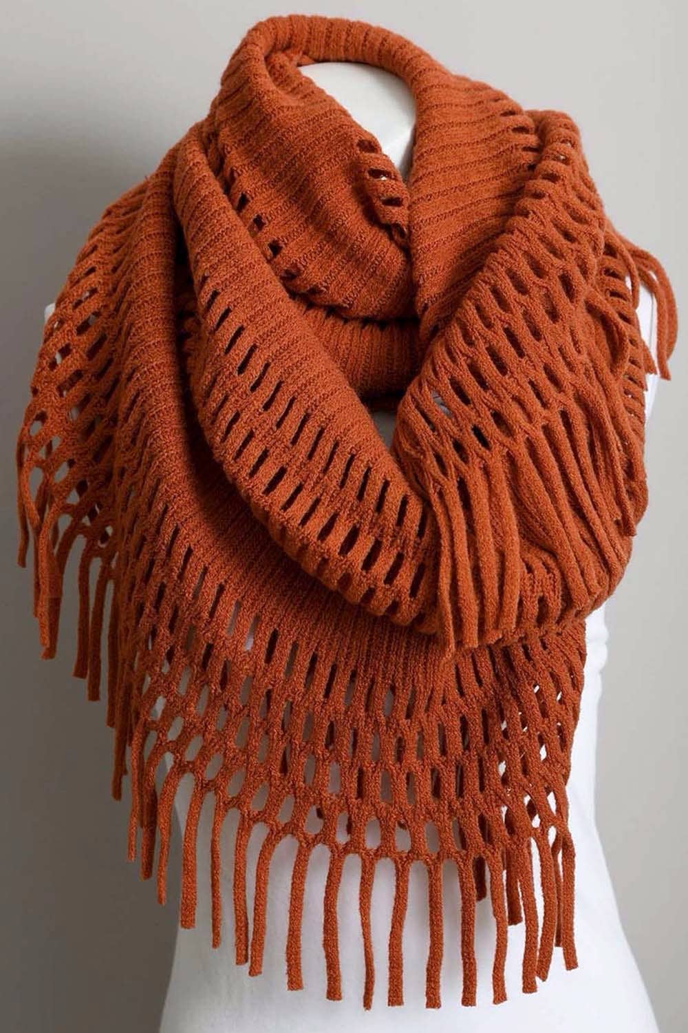 Tassel Fringe Knit Infinity Scarf – Cozy & Stylish 🧣