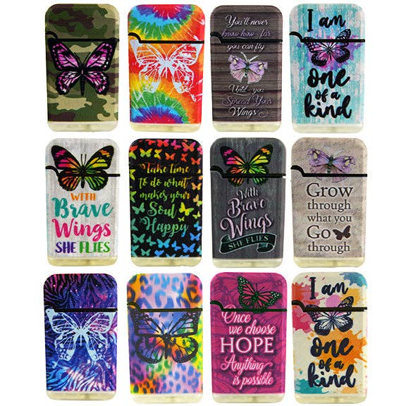 Butterfly Dual Flame Torch Flip Lighter Assortment- 12/Pack