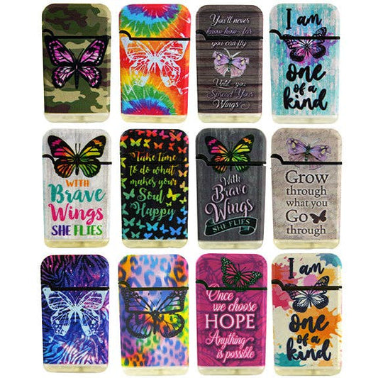 Butterfly Dual Flame Torch Flip Lighter Assortment- 12/Pack