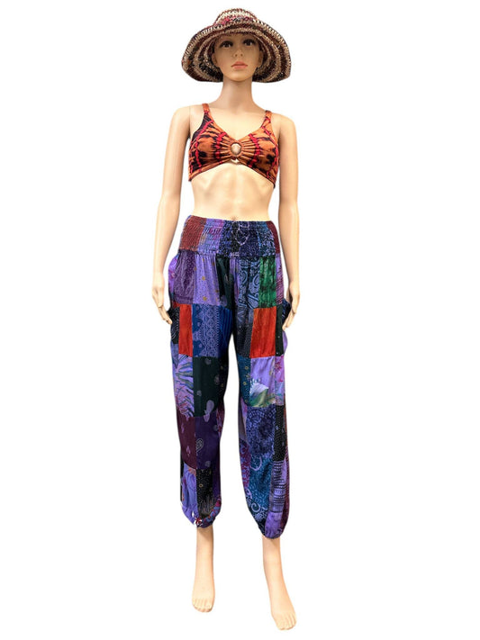 Rayon Blue Multi Patchwork Yoga Pant