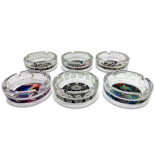 Smokezilla Glow In The Dark Glass Ashtray Assortment- 6/Pack