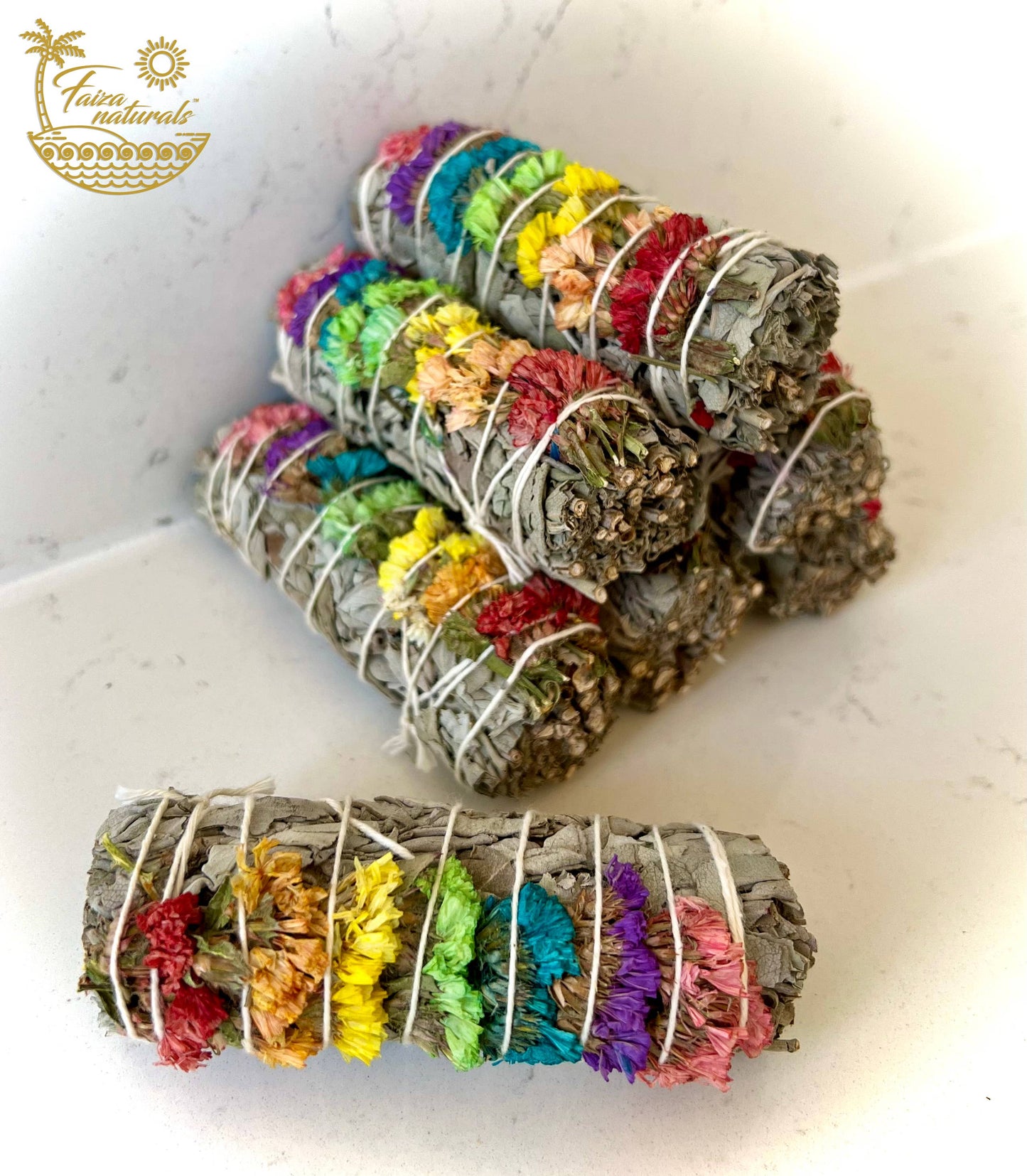 7 Chakra Sinuata Flower White Sage California 4 Inch