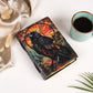 Leather Journal Blank Vintage Notebook With Crow UV Print Travel Gift Writers