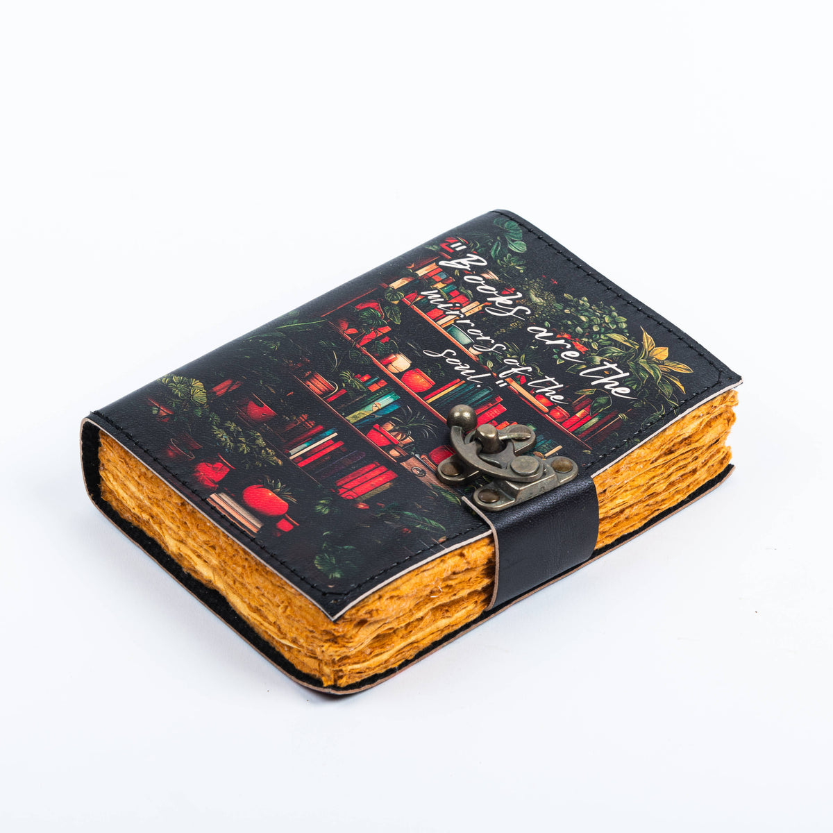 Handcrafted Leather Journal Notebook With Book Lover Print Quote Gift For Writers