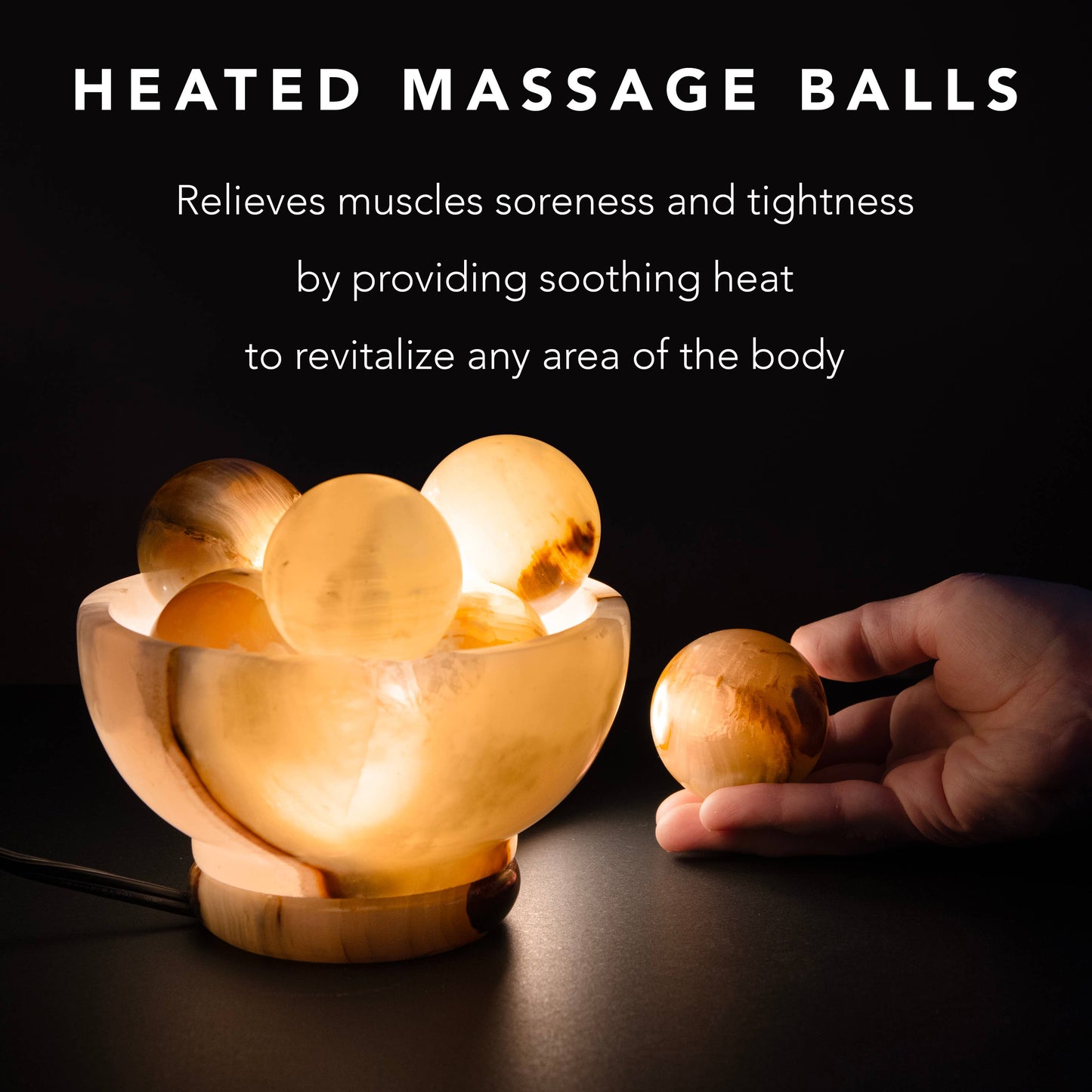 UMAID Onyx Stone Lamp Bowl with 6 Onyx Marble Massage Balls