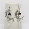Hollow Moon Mushroom White Crystal Earings