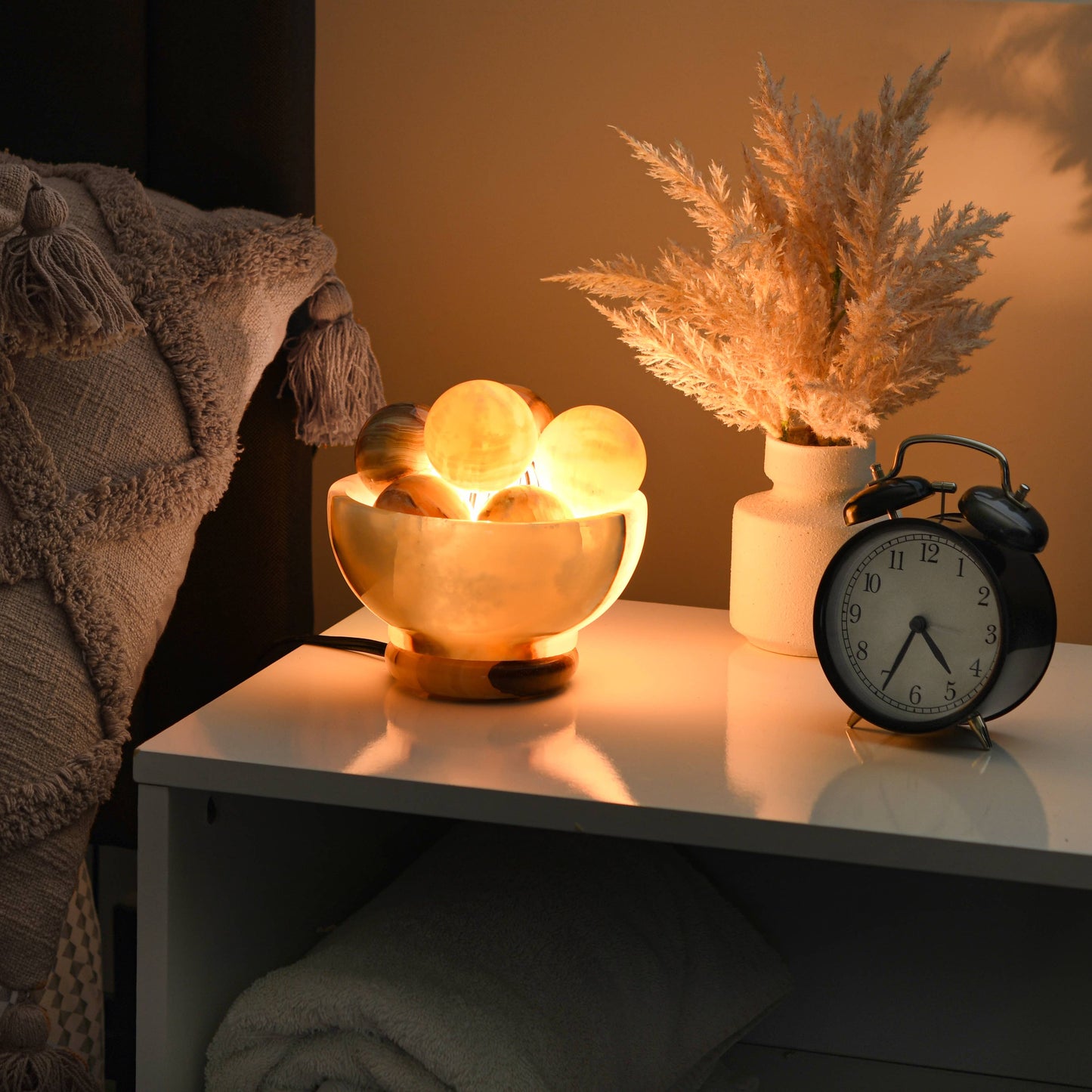 UMAID Onyx Stone Lamp Bowl with 6 Onyx Marble Massage Balls