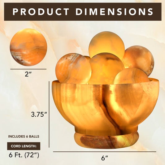 UMAID Onyx Stone Lamp Bowl with 6 Onyx Marble Massage Balls