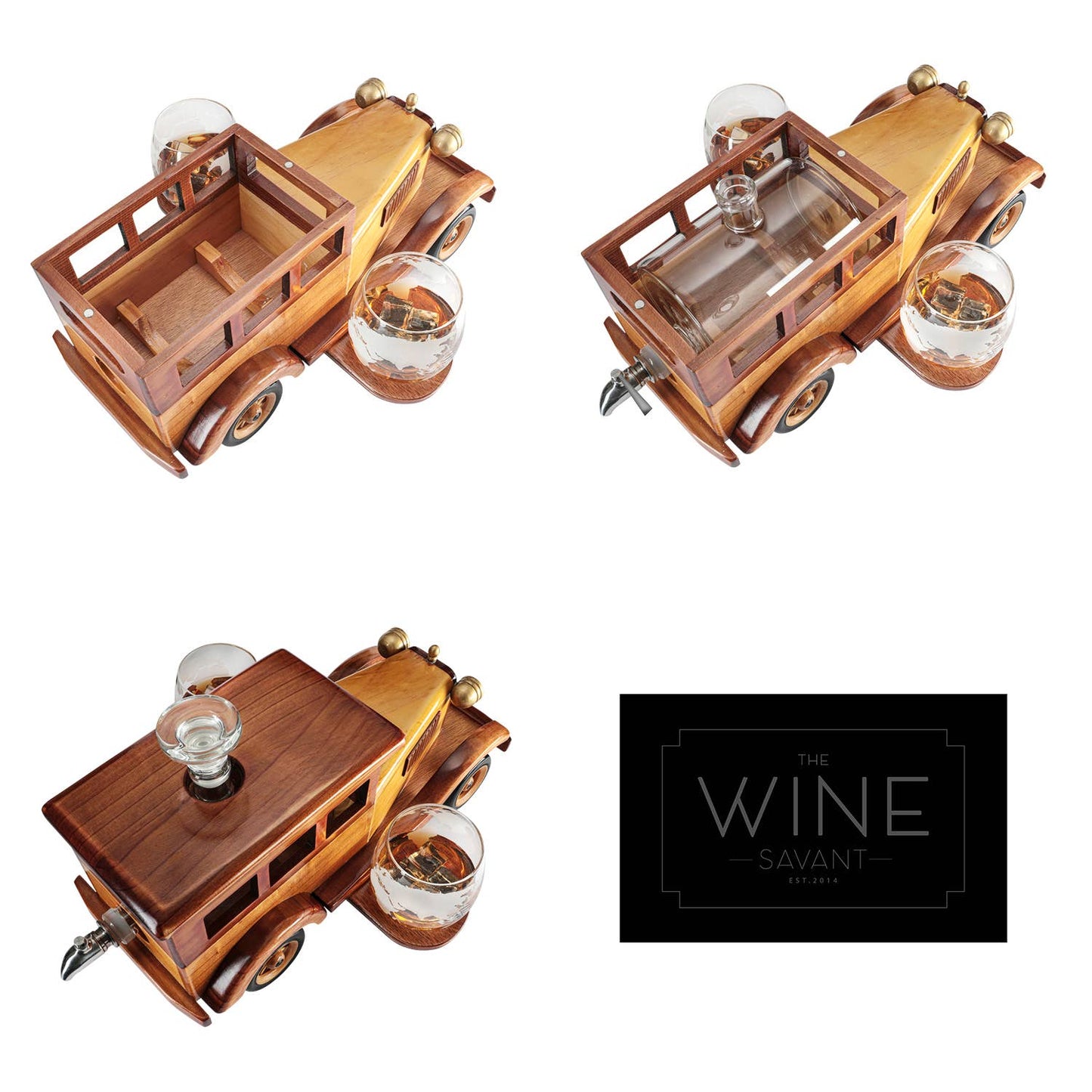 Old Fashioned Car Whiskey Decanter Set With Two Tumbler Glasses Large 750 Ml Capacity Limited Edition For Bar