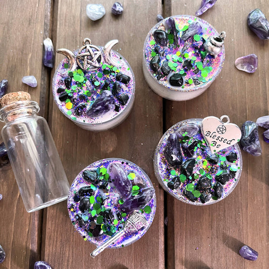 Witchy Woman Tealight Crystal Candles, Ritual Candles