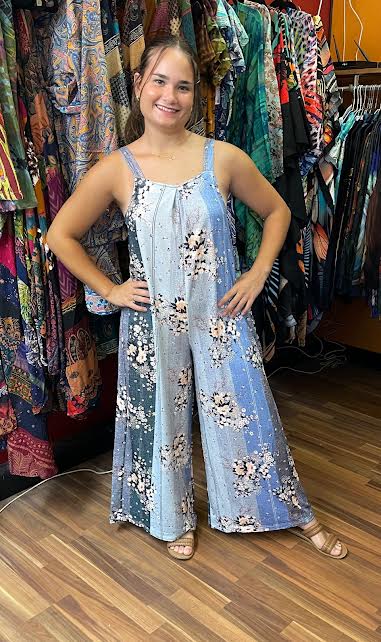 Baby Blue Cherry Blossom Romper for Springtime Comfort and Style