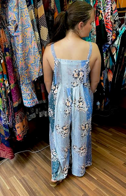 Baby Blue Cherry Blossom Romper for Springtime Comfort and Style