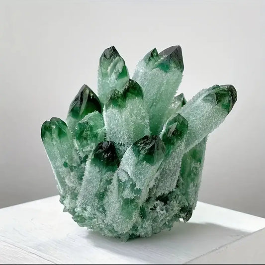 Stunning Green Phantom Quartz Cluster Natural Raw Stone